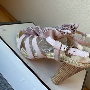 Coach Leather frilly Sandal Espadrille heels